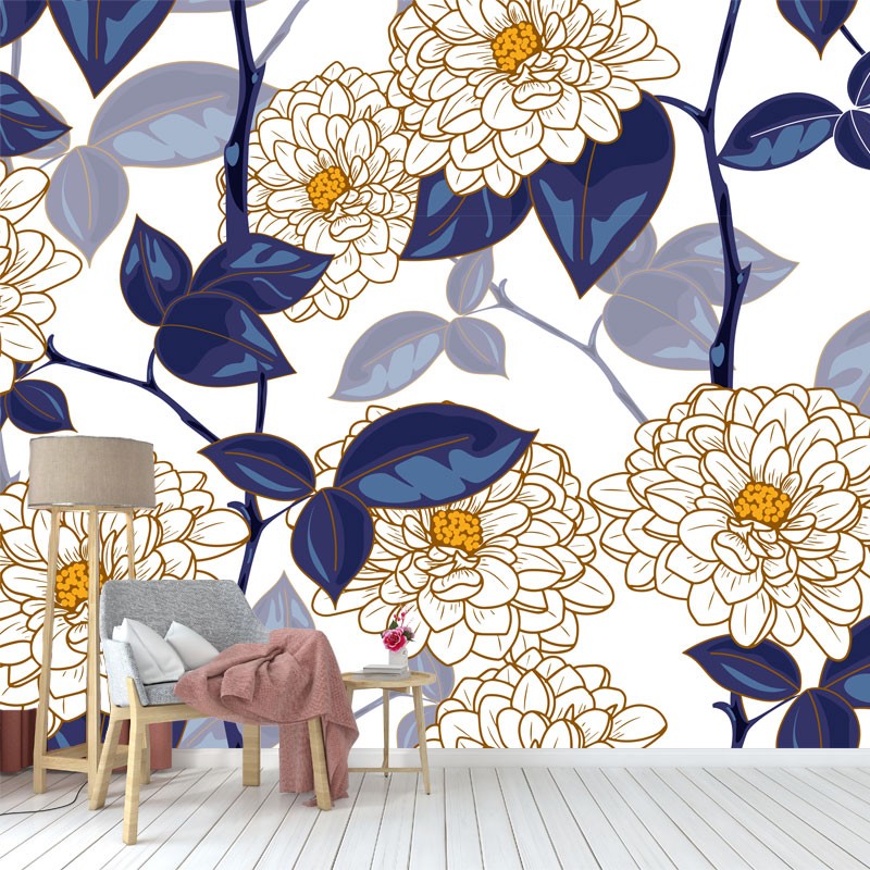 Ταπετσαρία τοίχου  Blue floral