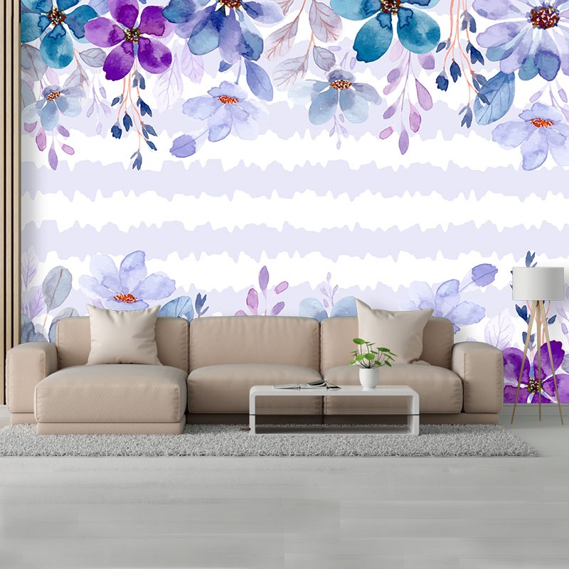 Ταπετσαρία τοίχου  Blue purple flower