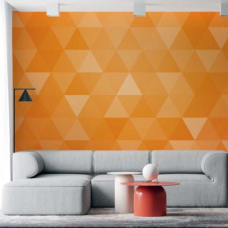 Ταπετσαρία τοίχου Μοτίβο με πορτοκαλί τρίγωνα