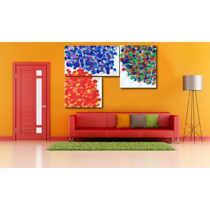 Τρίπτυχος πίνακας με χρωματιστά βότσαλα