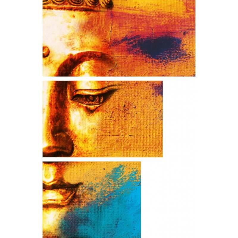Τρίπτυχος πίνακας σε καμβά με το κεφάλι του Βούδα