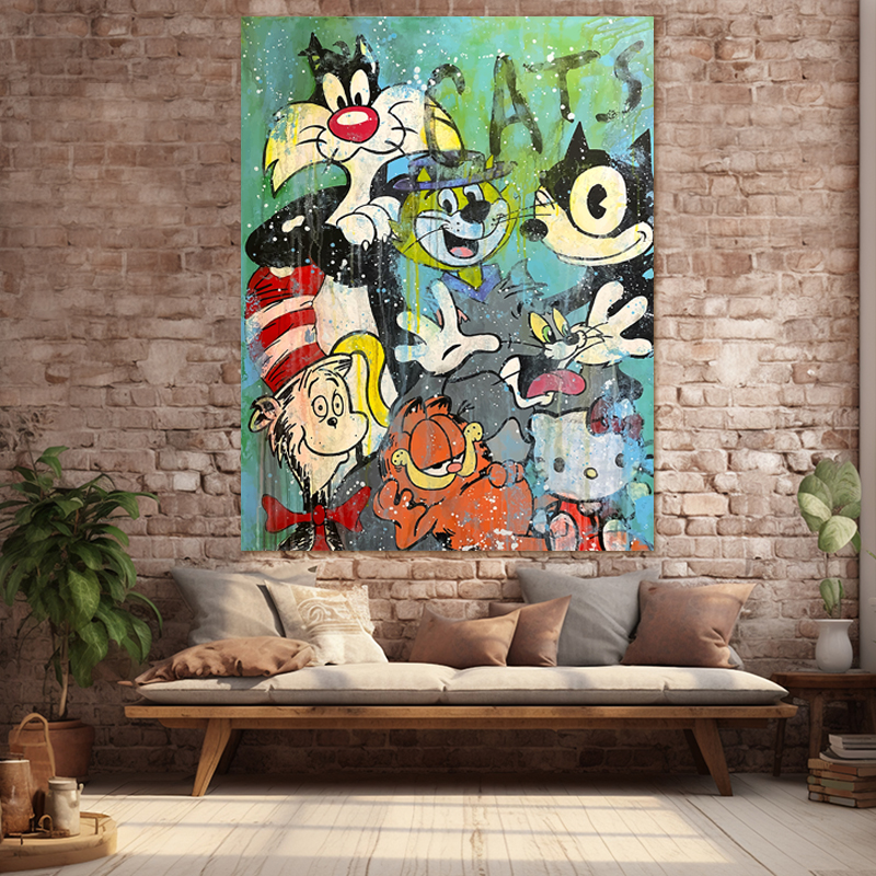 CATS CARTOONS 60x78 Τελαρωμένος καμβάς σε ξύλο με πάχος 2cm