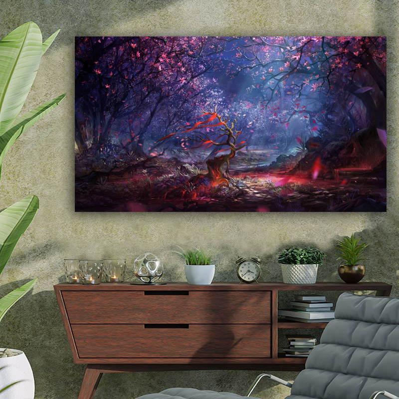 Πίνακας σε καμβά forest art wallpaper 107x60 Τελαρωμένος καμβάς σε ξύλο με πάχος 2cm