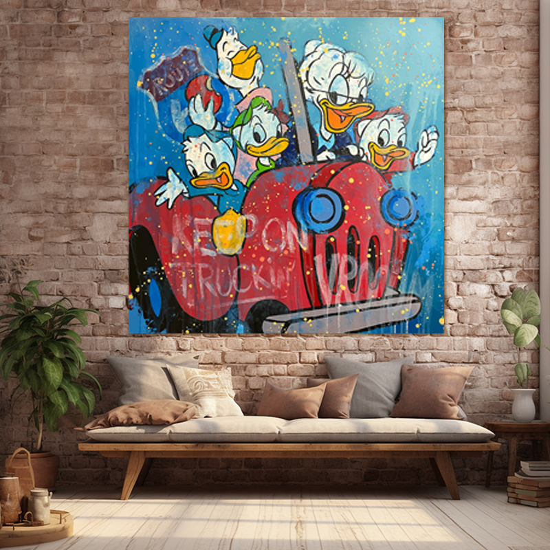 MC DUCK HUEY DEWEY AND LOUIE 110x111 Τελαρωμένος καμβάς σε ξύλο με πάχος 2cm