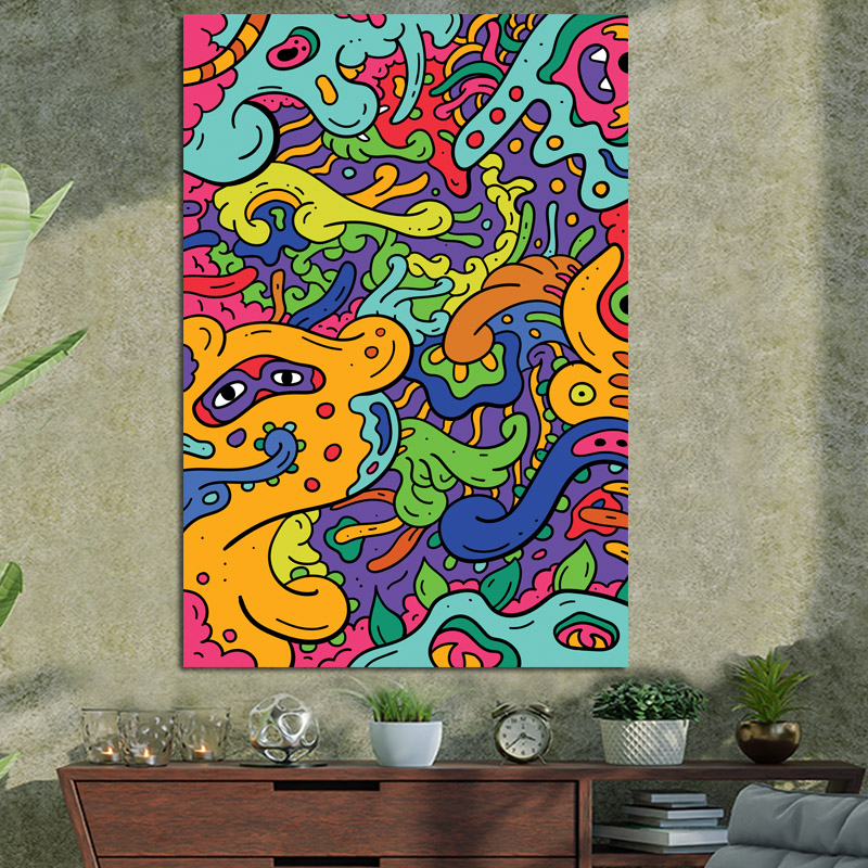 Πίνακας σε καμβά Pop art Playfull colors 1 102x150 Τελαρωμένος καμβάς σε ξύλο με πάχος 2cm