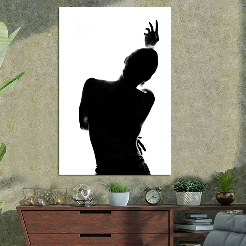 Πίνακας σε καμβά silhouette dancing 80x120 Τελαρωμένος καμβάς σε ξύλο με πάχος 2cm