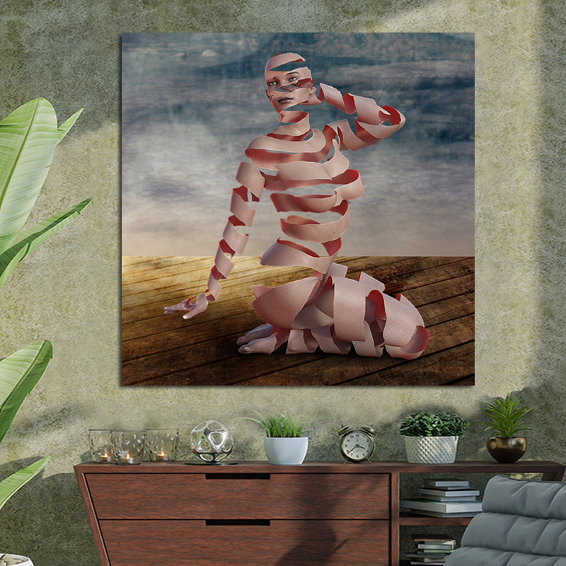 Πίνακας σε καμβά surreal woman 60x60 Τελαρωμένος καμβάς σε ξύλο με πάχος 2cm