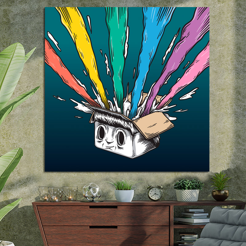 Πίνακας σε καμβά Pop Art Box of emotions 60x60 Τελαρωμένος καμβάς σε ξύλο με πάχος 2cm