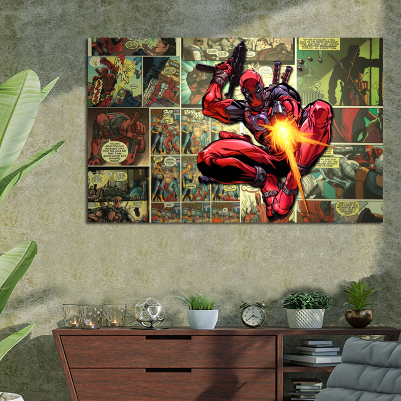 Πίνακας σε καμβα Comic Dead pool 110x110 Τελαρωμένος καμβάς σε ξύλο με πάχος 2cm