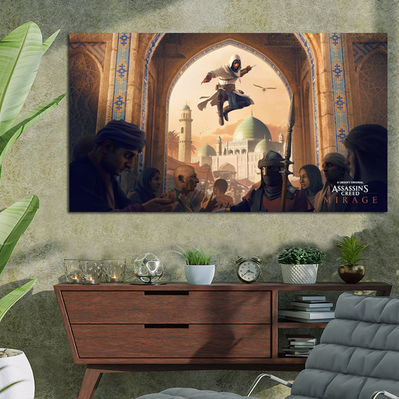 Πίνακας σε καμβά Assasin's Creed Mirage 53x30 Τελαρωμένος καμβάς σε ξύλο με πάχος 2cm