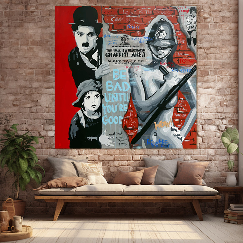 CHARLIE CHAPLIN ARE GOOD 65x65 Τελαρωμένος καμβάς σε ξύλο με πάχος 2cm