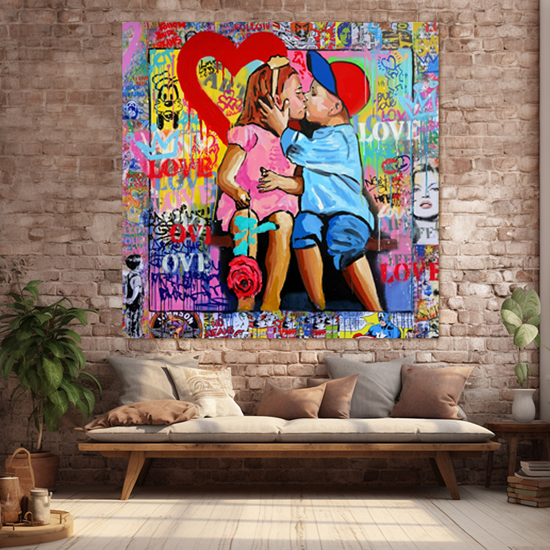 HONEY LOVE 95x95 Τελαρωμένος καμβάς σε ξύλο με πάχος 2cm