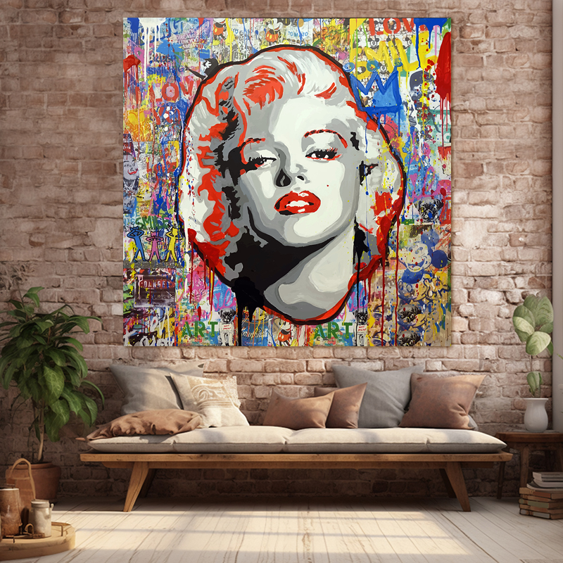 MARLYN MONROE IN COLOURS 95x95 Τελαρωμένος καμβάς σε ξύλο με πάχος 2cm