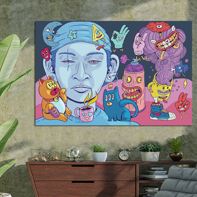 Πίνακας σε καμβά Graffiti pop art 90x60 Τελαρωμένος καμβάς σε ξύλο με πάχος 2cm