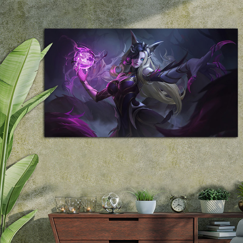 Πίνακας σε καμβά με Ahri league of legends Art 142x80 Τελαρωμένος καμβάς σε ξύλο με πάχος 2cm