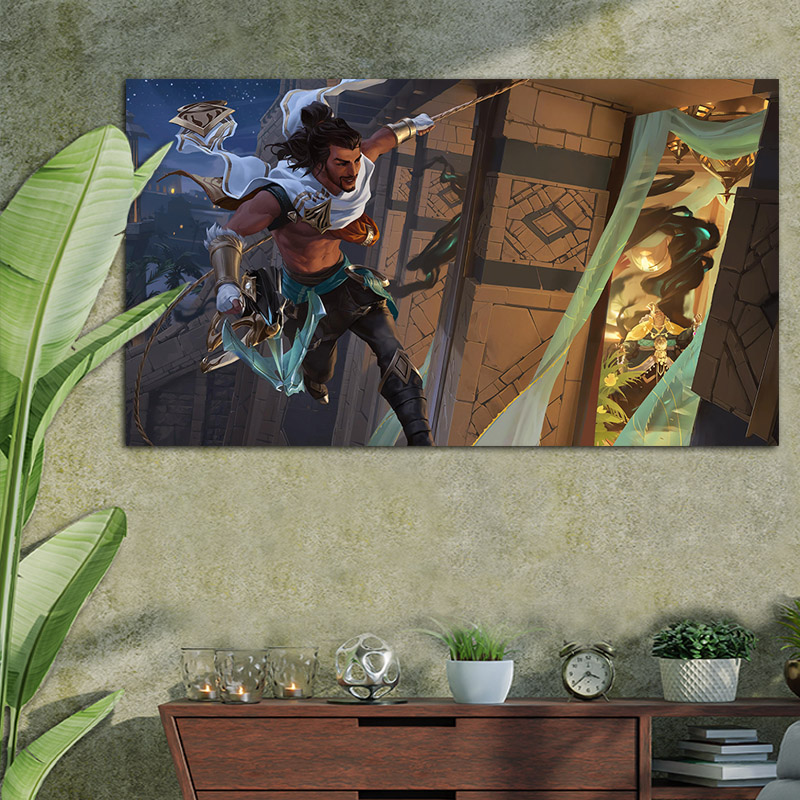 Πίνακας σε καμβά με Akshan the rogue sentinel league of legends Art 90x50 Τελαρωμένος καμβάς σε ξύλο με πάχος 2cm