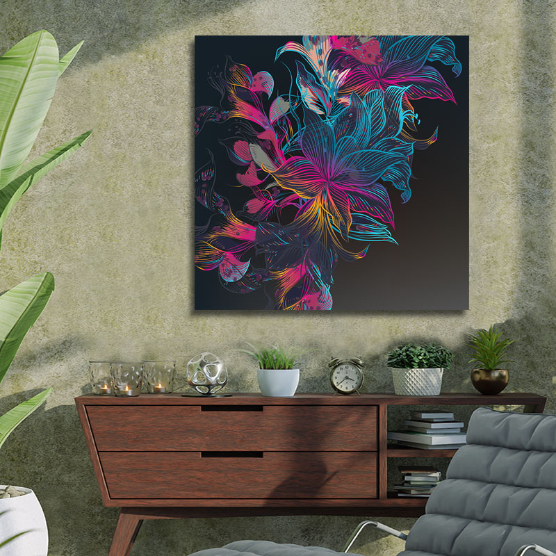 Πίνακας σε καμβά Flowers 110x110 Τελαρωμένος καμβάς σε ξύλο με πάχος 2cm