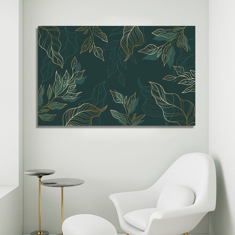 Πίνακας σε καμβά με Beige Leaves 60x40 Τελαρωμένος καμβάς σε ξύλο με πάχος 2cm