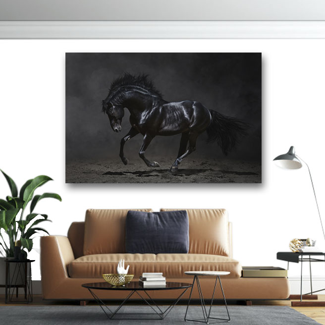 Πίνακας σε καμβά Μαύρο Άλογο 110x165 Τελαρωμένος καμβάς σε ξύλο με πάχος 2cm