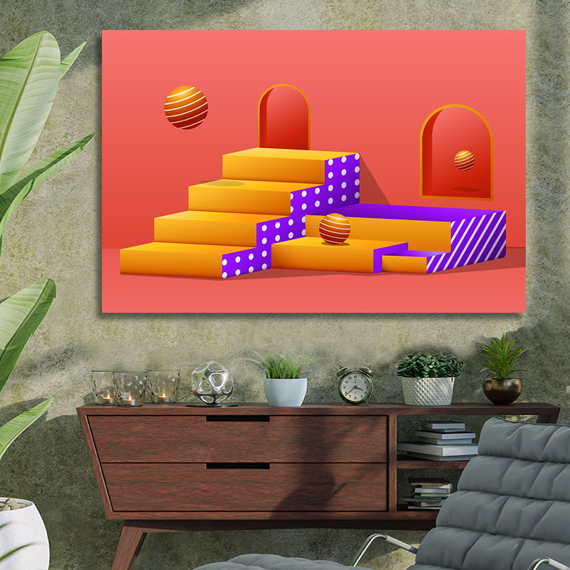 3D stairs 90x135 Τελαρωμένος καμβάς σε ξύλο με πάχος 2cm