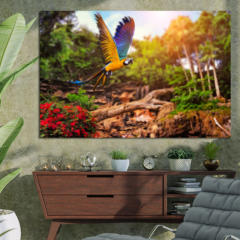 Πίνακας με Parrot 105x70 Τελαρωμένος καμβάς σε ξύλο με πάχος 2cm