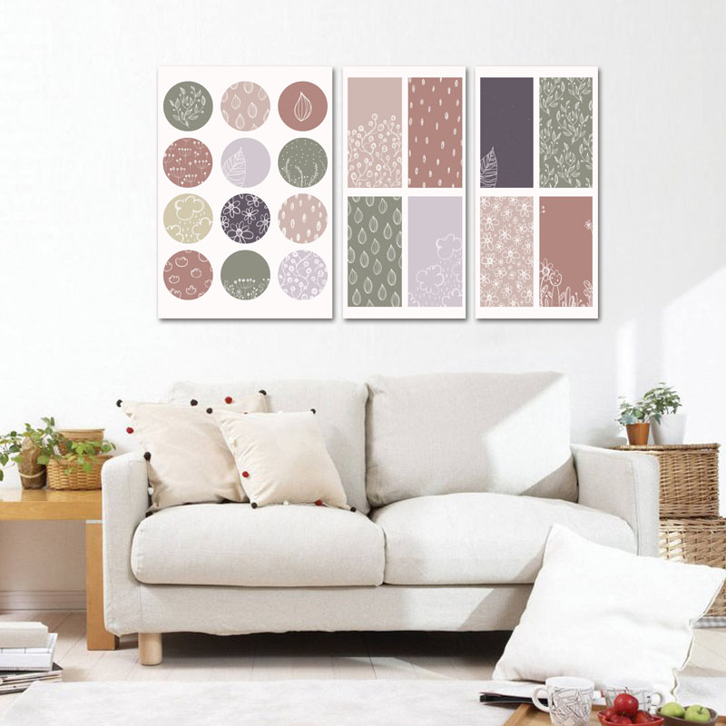 Τρίπτυχος πίνακας Patchwork 100x70 Τελαρωμένος καμβάς σε ξύλο με πάχος 2cm