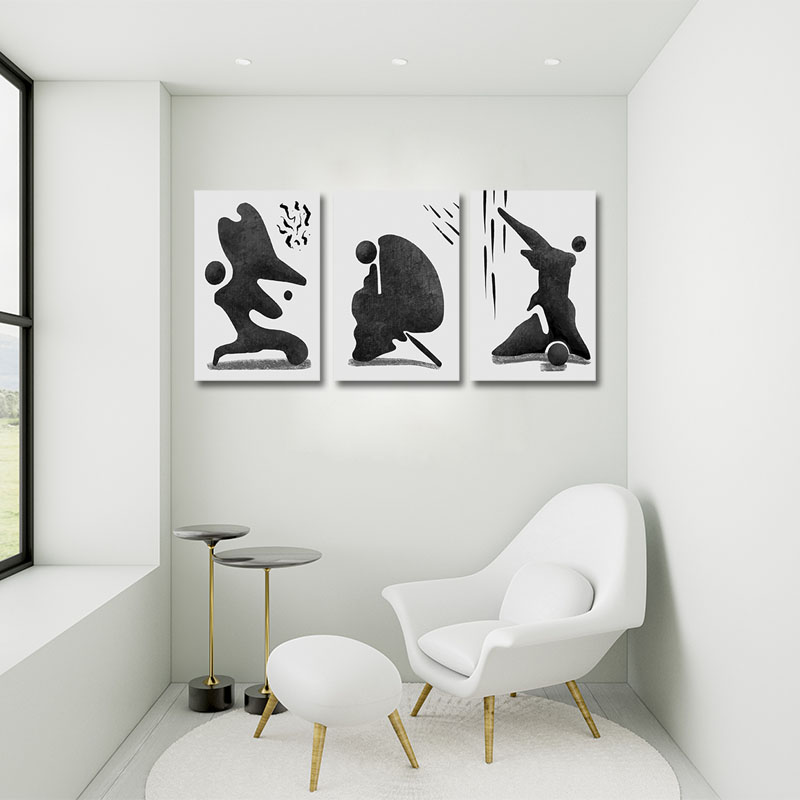 Τρίπτυχος πίνακας Abstract Figures 200x120 Τελαρωμένος καμβάς σε ξύλο με πάχος 2cm
