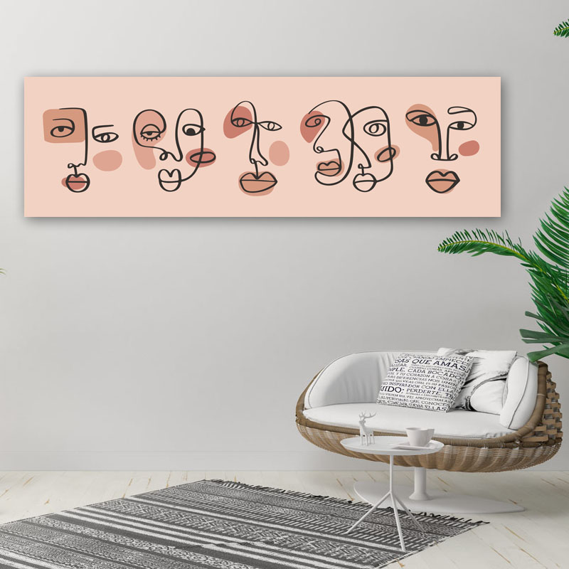 Πίνακας σε καμβά Abstract Faces 2 204x60 Τελαρωμένος καμβάς σε ξύλο με πάχος 2cm