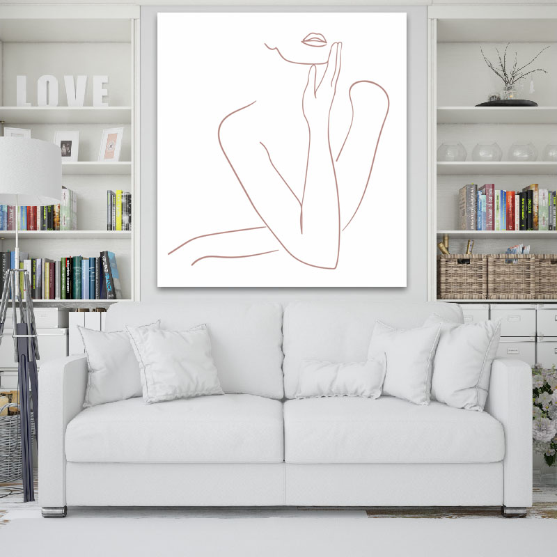 Πίνακας σε καμβά Line Art Elegant Woman 2 100x110 Τελαρωμένος καμβάς σε ξύλο με πάχος 2cm