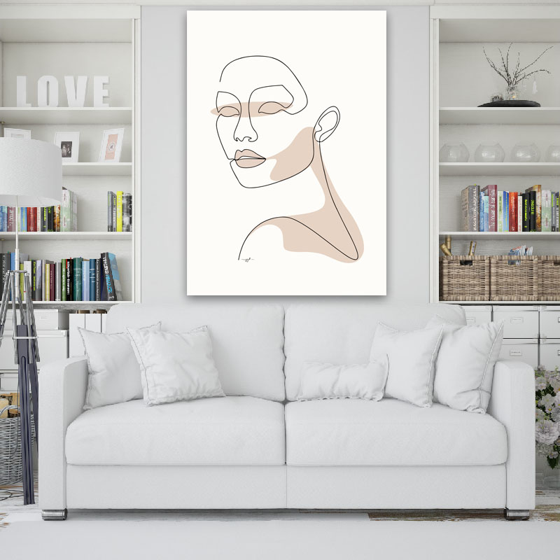 Πίνακας σε καμβά Line Art Elegant Woman 70x100 Τελαρωμένος καμβάς σε ξύλο με πάχος 2cm