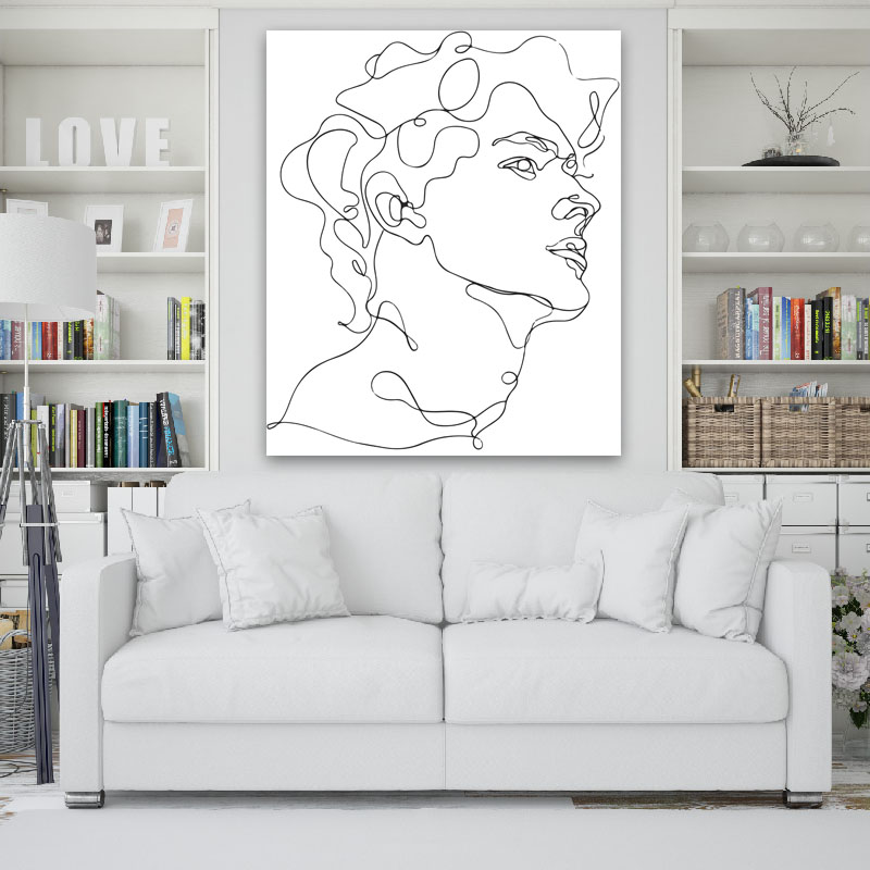 Πίνακας σε καμβά Line Art Male Head 60x72 Τελαρωμένος καμβάς σε ξύλο με πάχος 2cm