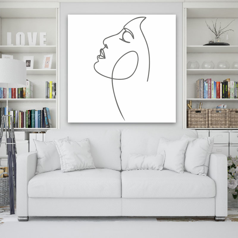 Πίνακας σε καμβά Line Art Minimal Woman 2 80x80 Τελαρωμένος καμβάς σε ξύλο με πάχος 2cm