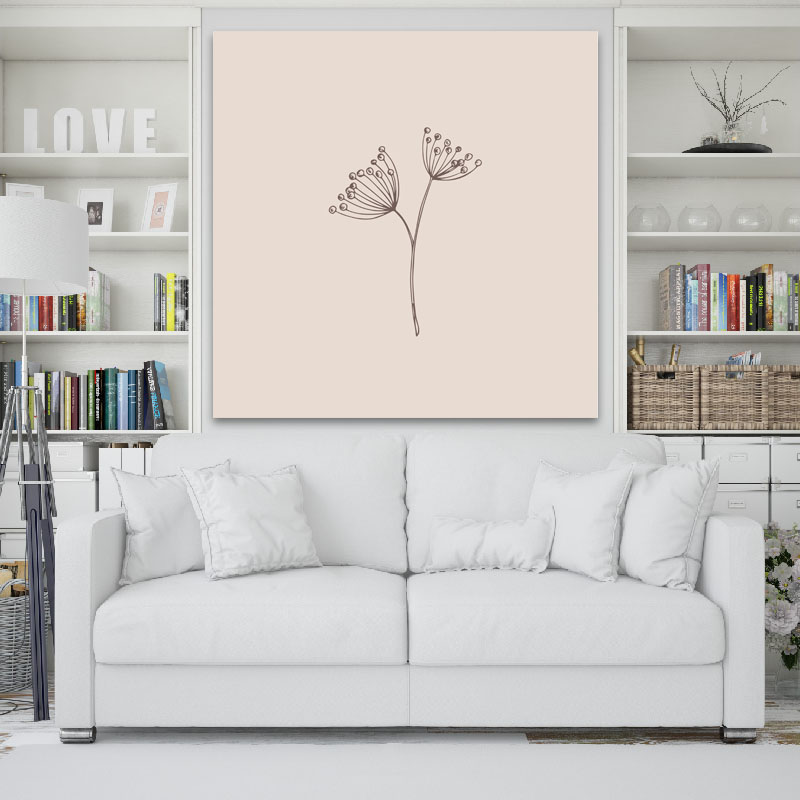 Πίνακας σε καμβά Line Art Spring Flowers 110x110 Τελαρωμένος καμβάς σε ξύλο με πάχος 2cm