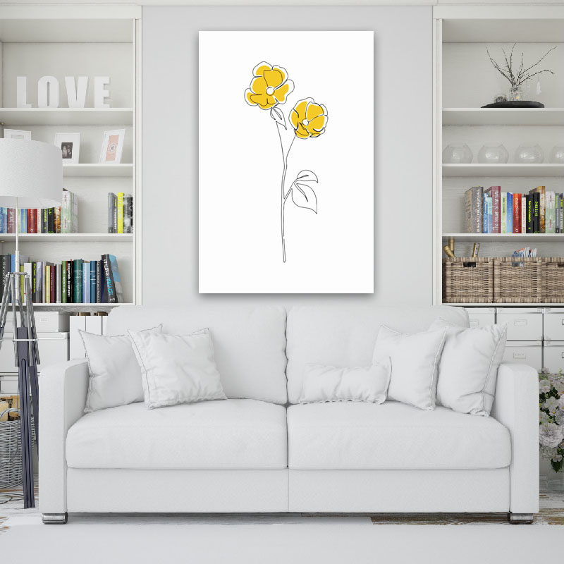 Πίνακας σε καμβά Minimal Yellow Flowers 60x90 Τελαρωμένος καμβάς σε ξύλο με πάχος 2cm