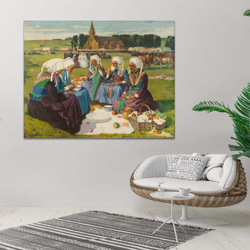 Πίνακας του Charles Cottet-Femmes de Plougastel au Pardon de Sainte-Anne-La-Palud 103x80 Τελαρωμένος καμβάς σε ξύλο με πάχος 2cm