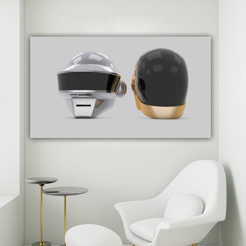 Πίνακας σε καμβά Daft Punk Helmets 142x80 Τελαρωμένος καμβάς σε ξύλο με πάχος 2cm