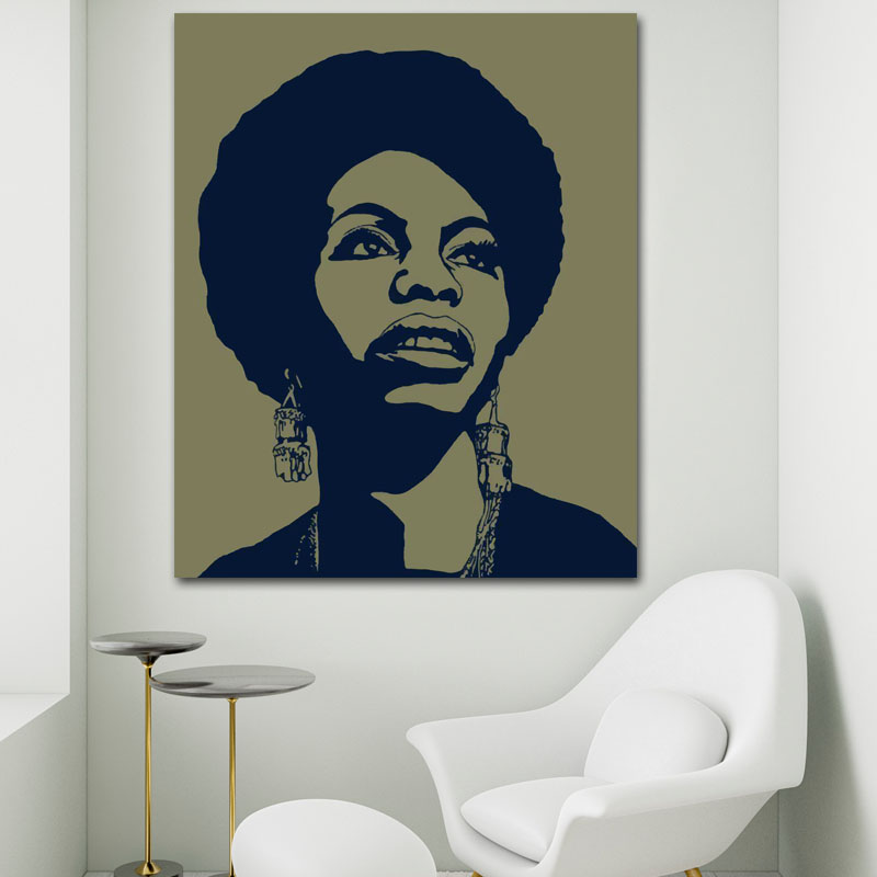 Πίνακας σε καμβά Nina Simone Vector Art 80x98 Τελαρωμένος καμβάς σε ξύλο με πάχος 2cm