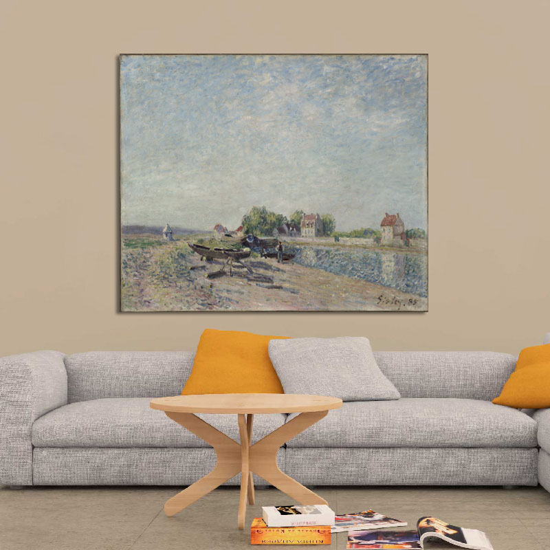 Πίνακας του Alfred Sisley-The Loing Canal at Saint Mammes 143x120 Τελαρωμένος καμβάς σε ξύλο με πάχος 2cm