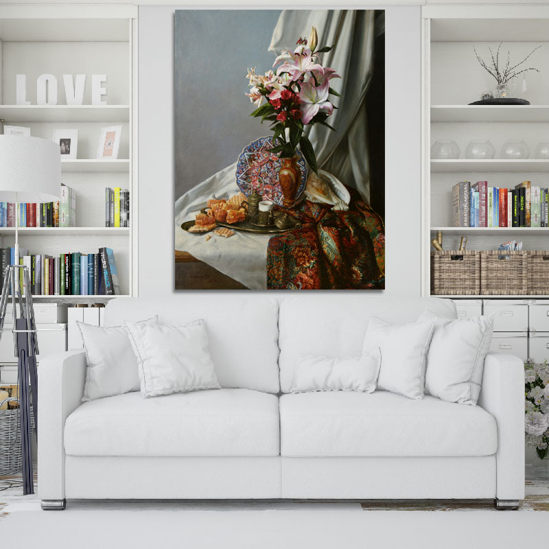 Πίνακας του Andrei Mironov-Still Life With Lillies 80x106 Τελαρωμένος καμβάς σε ξύλο με πάχος 2cm