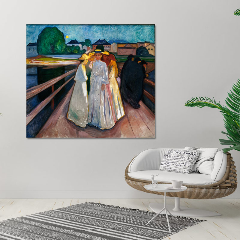 Πίνακας του Edvard Munch-On the Bridge Thielska 102x90 Τελαρωμένος καμβάς σε ξύλο με πάχος 2cm