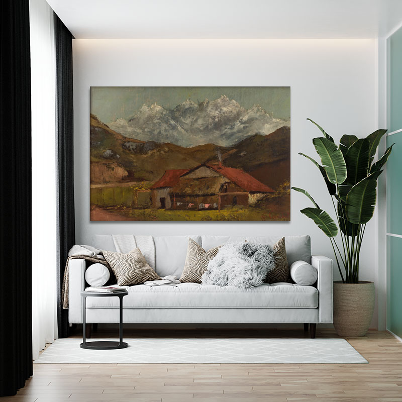 Πίνακας του Gustave Courbet-A Hut in the Mountains 178x120 Τελαρωμένος καμβάς σε ξύλο με πάχος 2cm