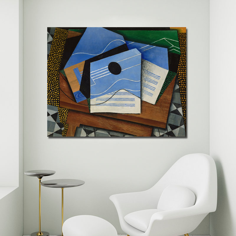 Πίνακας του Juan Gris-Guitar On A Table 63x50 Τελαρωμένος καμβάς σε ξύλο με πάχος 2cm