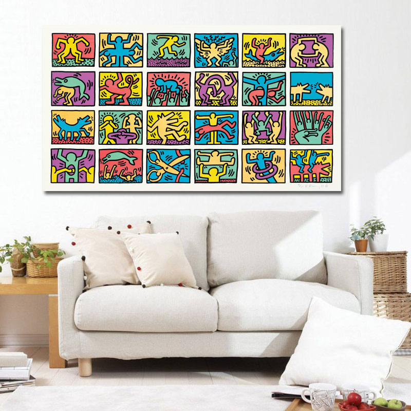 Πίνακας του Keith Haring-Retrospect 180x100 Τελαρωμένος καμβάς σε ξύλο με πάχος 2cm
