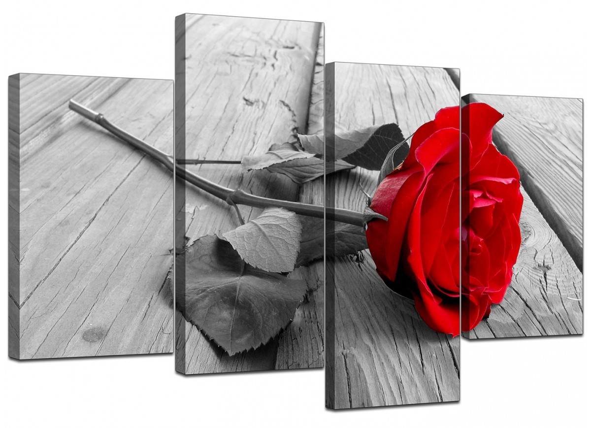 ασπρόμαυρος πίνακας σε καμβά με τριαντάφυλλο