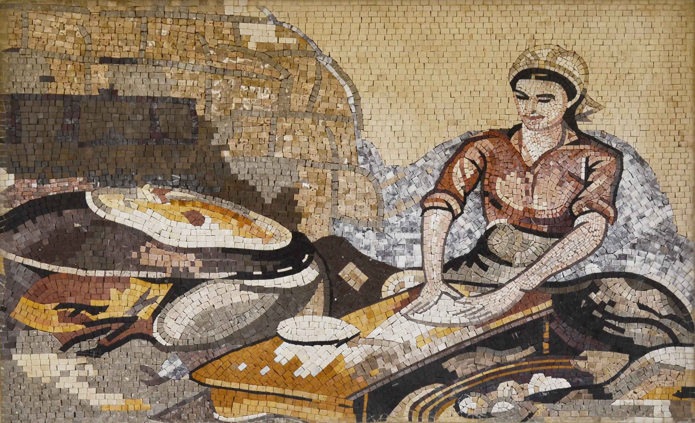 Ταπετσαρία για αρτοποιείο με γυναίκα που ζυμώνει ψωμί