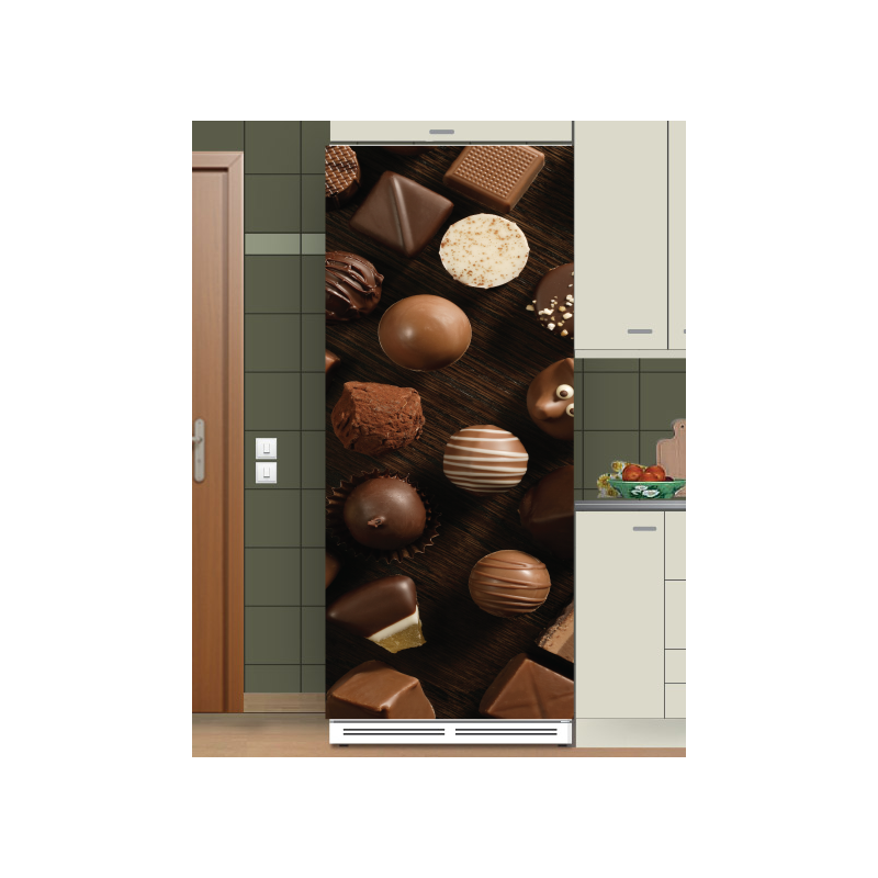 διακόσμηση του ψυγείου με σοκολατάκια